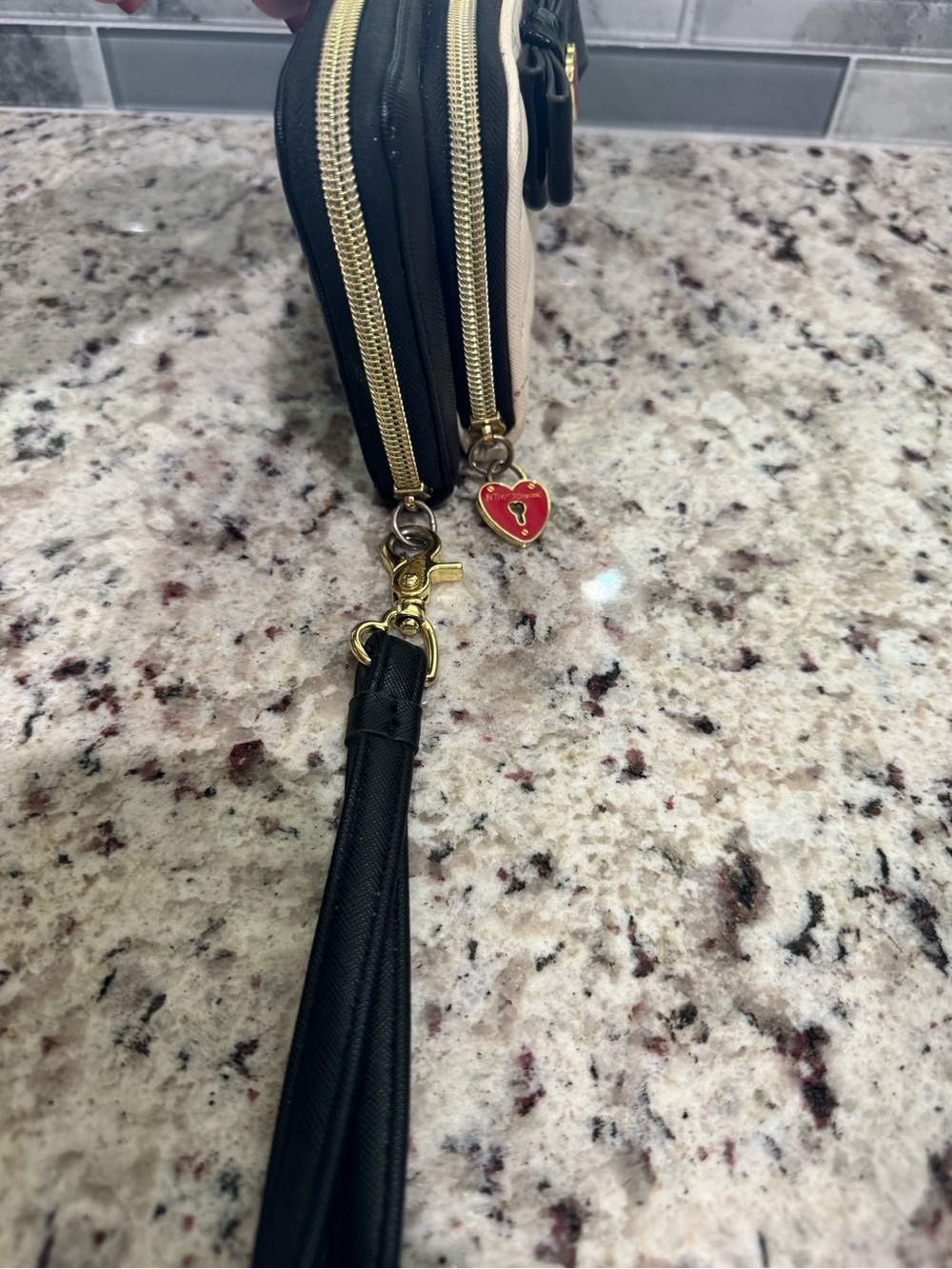 Betsey Johnson Quilted Heart Wristlet with double zip - Picture 2 of 13
